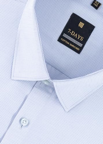Image of 7-DAYS Premium Men's Formal Shirts - Cotton Rich, Textured Self-Design, Full Sleeve, Regular Fit, Wrinkle Resistant, with Pocket - Perfect for Office