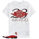 Shirt to Match 13 Chicago/True Red, 23 Wing Sneaker Match Graphic Tee, Best Gift, Mens Clothing, Unisex Tops (US, Alpha, X-Large, Regular, Regular, White)