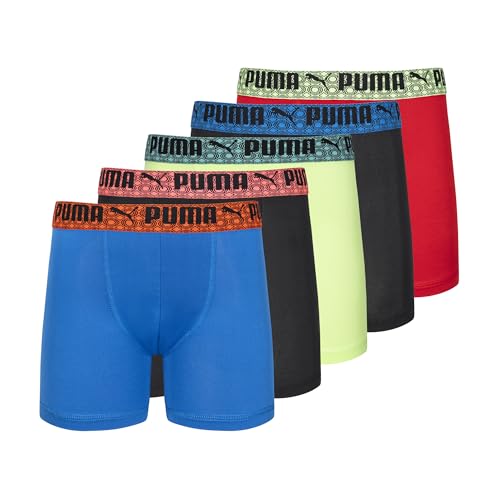 PUMA Boys' 5 Pack Performance Boxer Briefs, Assorted, Large