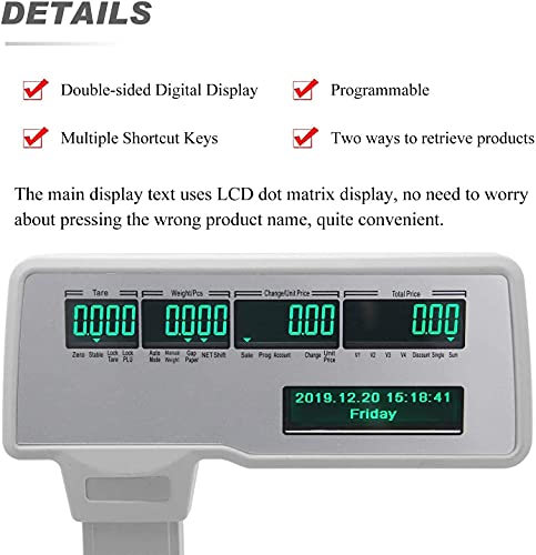 Báscula electrónica comercial con impresión y pantalla dual 5 ventanas 6kg miniatura 3