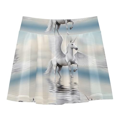 Athletic Shorts for Girls Skorts White Unicorns Pegasus Cloudy Toddler Tennis Skirts Running Girl Skort 3t