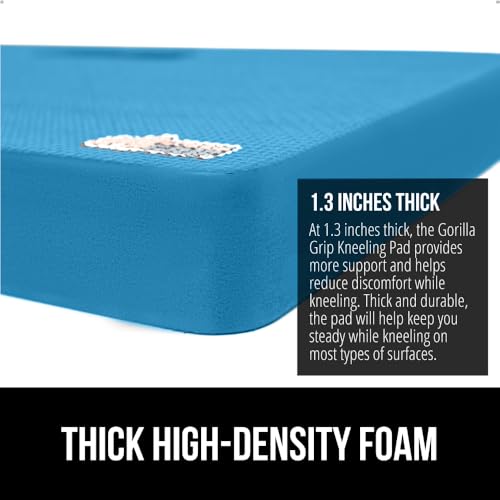 Image of GORILLA GRIP Extra Thick Supportive Foam Kneeling Pad, 2PK, Large Cushion Heavy Duty Knee Pads for Gardening, Baby Bath Time, Dirt and Water Resistant, Workout and Garden Supplies, 17.5x11, True Blue