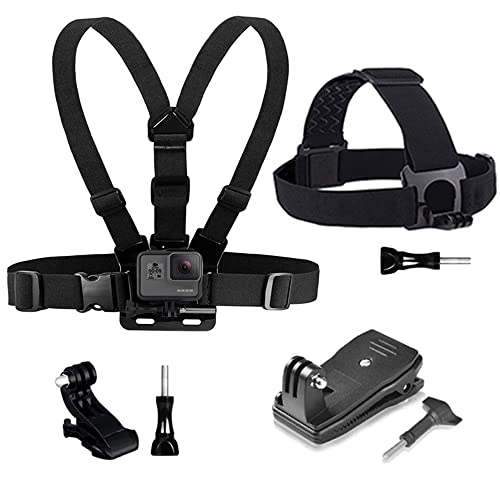 YEHOLDING Kit Harnais Pectoral + Attache Harnais Bandeau pour la tête + Sac à Dos avec Clip Rapide, Compatible avec GoPro, Xiaomi YI, SJCAM, Camppark, AKASO et Autres Actions cam