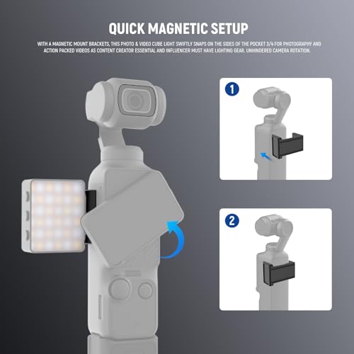 Image of NEEWER Basics Bi Color Magnetic Camera Auxiliary Light Compatible with DJI OSMO Pocket 4 & 3, 1.5W Rechargeable Plastic Mini LED Fill Light Attachment for TikTok Vlog Selfie Video Recording, M24