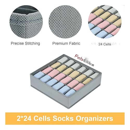 Image of FAB ELLITE Double Sided Hanging Organizer with 30 Clear Pockets | Wall Hanging Closet Storage for Socks Bra Underwear & Accessories Shelves Storage (Double-Sided Hanging Organizer, Grey)