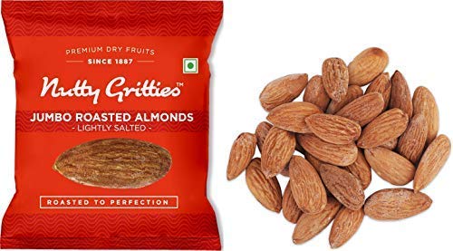 Image of Nutty Gritties California Roasted Almonds 48g, Lightly Salted, Dry Roasted, Non Fried, Zero Oil, Crunchy Healthy Snack