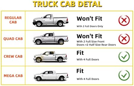 PLDDE 4pcs Compatible with 09-18 Ram 1500 10-18 2500/3500/4500/5500 Crew Cab & Mega Cab Front+Rear Sun/Rain Guard Outside Mount Window Visors