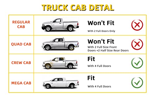 Pldde 4Pcs Compatible With 09-18 Ram 1500 10-18 2500/3500/4500/5500 Crew Cab & Mega Cab Front+Rear Sun/Rain Guard Outside Mount Window Visors #TOP2