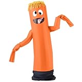 Spooktacular Creations Halloween Inflatable Costume Adult, Tube Man Blow up Costume, Air Dancer Wacky Waving Arm Inflatable Suit for Cosplay Themed Parties, Orange