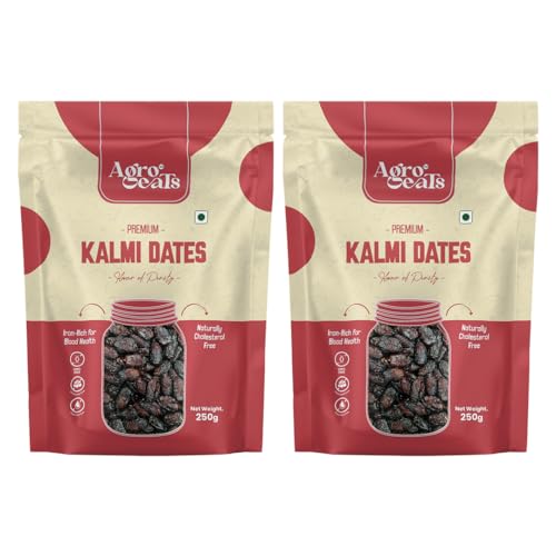 Image of AGROEATS PREMIUM KALMI DATES - 250g Pack | Juicy & Delicious Khajoor, Khajur | No Artificial Colours | Naturally Sweet | Instant Energy | Pack of 2