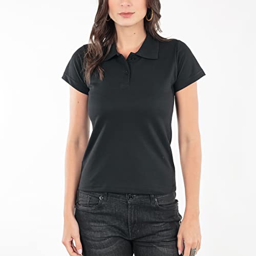 Camisa Gola Polo Feminina (M, Preta)