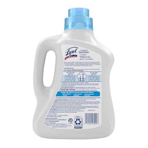 Lysol Laundry Sanitizer Additive, Free & Clear, Free from Fragrance and Dyes, 0% Bleach Laundry Sanitizer, Bacteria-causing Laundry Odor Eliminator, Unscented, 90 Fl Oz (Pack of 1) - Package May Vary image 10