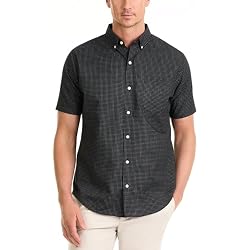 Van Heusen Mens Wrinkle Free Short Sleeve Button Down Check Shirt