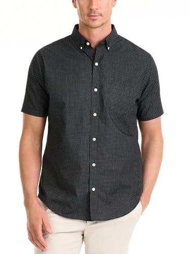 Van Heusen Męska koszula z krótkim rękawem i guzikami, w kratkę, bez zagnieceń, L