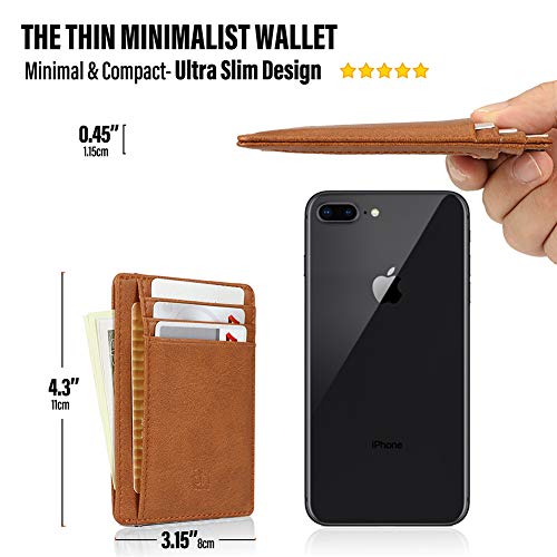 Image of GH GOLD HORSE Slim RFID Blocking Card Holder Minimalist Leather Front Pocket Wallet for Women | Slim