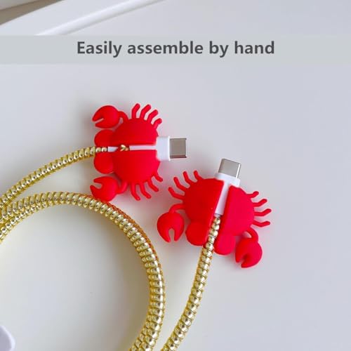 Image of Protective Charger Case for iPhone 15 14 13 12 11 Pro Max - 18W 20W Charging Cable Cover Data Cable Sleeve - (Crab)