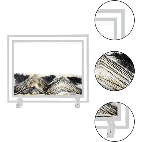 Image of NYRWANA Sand Art, Moving Sand Art,Sand Art Decor Picture Glass Liquid Wall Painting, 3d Deep Sea Sandscape Natural Landscape in Motion Display with Flowing Sand Frame for Home Decor, Diwali Gift Item, (10 inch, Black)