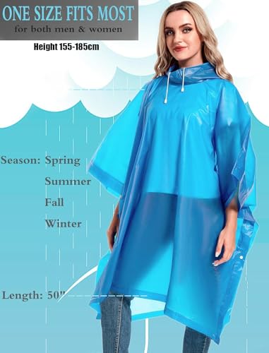 Image of Pivalo EVA Raincoat Poncho 70 GSM with Adjustable Hood Full Sleeves Knee Length Unisex Universal Size Waterproof Reusable Outdoor Rainwear for Bike Riders Men and Women (Pack of 1, Blue)
