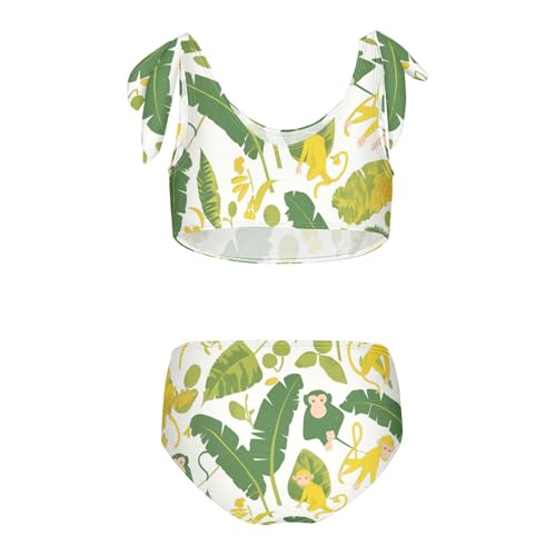 KLL Monkeys Bananas and Palm Leaves Girls Two Piece Bikini Sets Scoop Neck Bathing Suit Swimming Suits Cute Shoulder Strap2