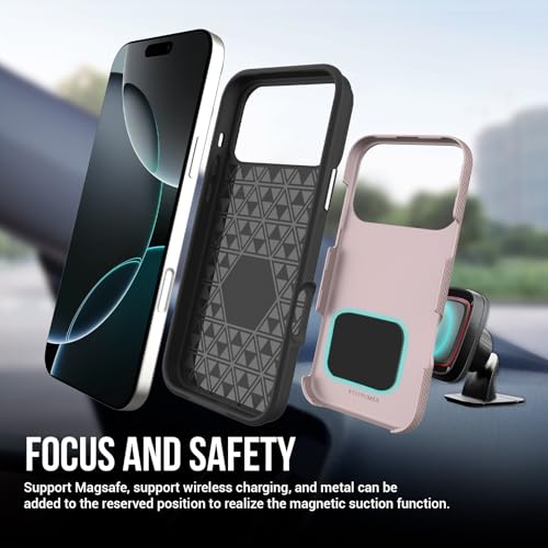 Image of NOXO Ultra-Hybrid Triangle Back Case Cover for iPhone 17 Pro, | Shockproof Design | Camera Protection | Soft TPU & Rugged PC | Bumper Case Cover for iPhone 17 Pro, (Aureate Pink)