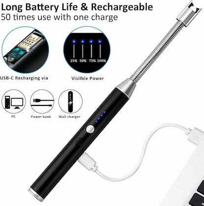 Image of SHAKTISM Rechargeable USB Electric Kitchen Lighter, Windproof, Aluminium Alloy - USB Electric Rechargeable Kitchen Lighter