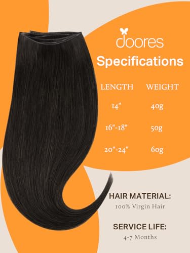 Image of DOORES Weft Extensions Genius Sew in Hair Extensions Real Human Hair, 24 Inch Dark Brown 60g, Hair Extensions for Women