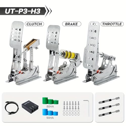 Image of Simjack UT Pedal Sim Racing Pedals 200KG Load Cell Brake Pedal PC Racing Simulator Pedals Pressure Sensor HE Hydraulic System (UT-P3-H3)