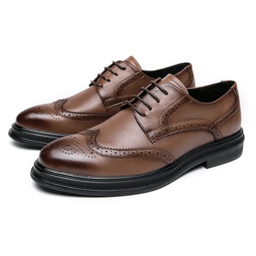 Mens Wingtip Brogue Dress Oxford Shoes Pu Leather Business Non Slip Block Heel Anti-Slip Shoe Round Toe Uniform Lace-up2