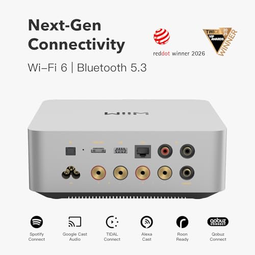 Image of WiiM Amp Ultra with Voice Remote 2 | 100W Streaming Amplifier with Premium ESS ES9039Q2M DAC & Dual TI TPA3255 Amps | Built-in RoomFit EQ & Touchscreen | HDMI ARC, Optical, RCA Inputs | Silver