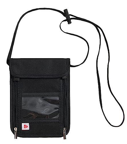 Passport Holder Neck Wallet For Women, Travel Wallet With Rfid Blocking For Men - Black #TOP3