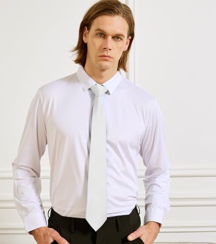 Image of KOOELLE Men's Ties Solid Pure Color Plain Neckties Formal Black Ties For Men