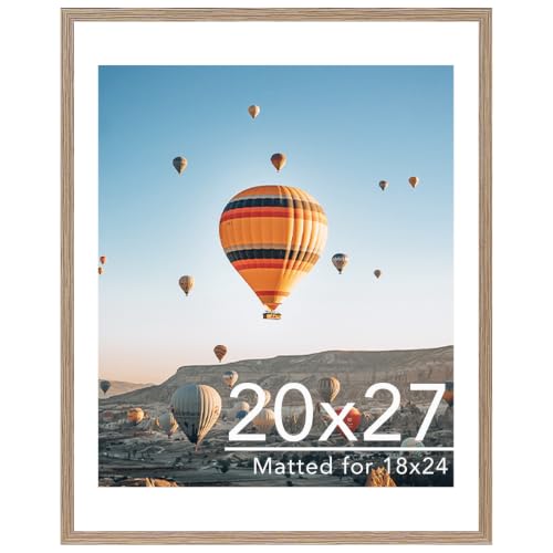 Image of JCJMY 20x27 Picture Frame with 18x24 Mat, Rustic Brown 20 x 27 Poster Frame with Shatter Resistant Plexiglass, Display 18 x 24 with Mat or 20 by 27 Without Mat, Sturdy Wall Hanging Frame, 1 Pack