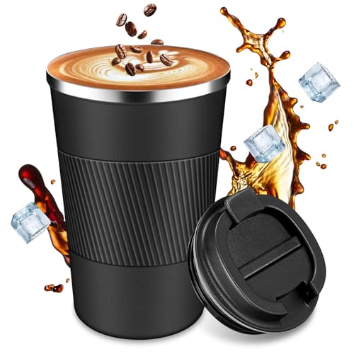 Image of Insulated Travel Coffee Cup with Leak Proof Lid,To Go Camping Stainless Steel Vacuum Coffee Mug, Reusable Coffee Tumblers Hot & Cold Drinks Gifts Multiple Sizes and Colors