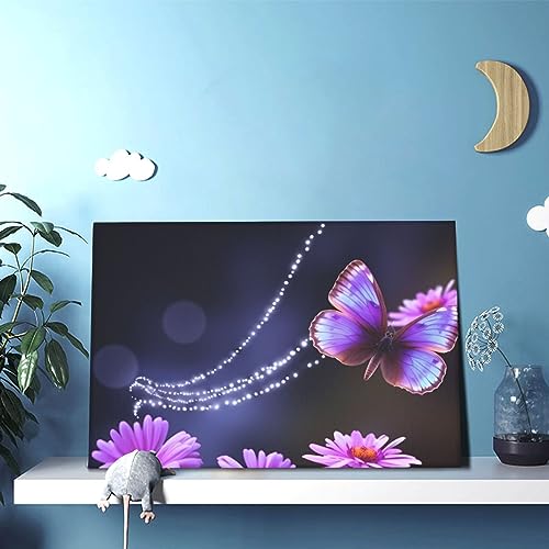 Impression papillon violet tableau mural compact pour égayer un mur vide