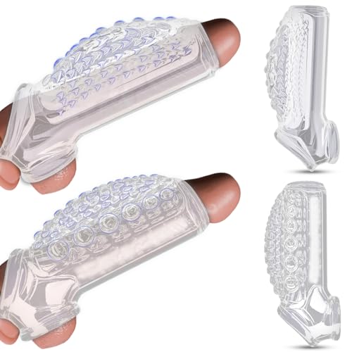 2er Penishülle Ultra-grob Penis Sleeve für Penisvergrößerung,2024-Neu Penismanschetten mit Hodenring Cockring Penisringe,Herren Penis Hülle Peniskäfig,Sex Spielzeug ab 18 für Paare Extrem (A+B)