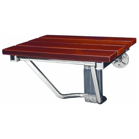 DreamLine - SHST-01-TK 15 in. x 12.875 in. Natural Teak Wood Folding Shower Seat in Chrome Cover