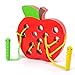 WOOD CITY Wooden Apple Lacing Toy with Worm, Lacing Game, Fine Motor Skill Toy, Wooden Puzzle Travel Toys, Apple Threading Game Early Learning Toys for Toddlers Age 2 3