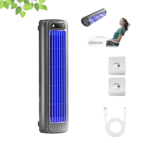 Coldeeze cooling ace, climatiseur mobile sans évacuation, rafraichisseur d'air, ventilateur mural silencieux à 3 vitesses, rechargeable, convient pour la chambre et le bureau (Gris)
