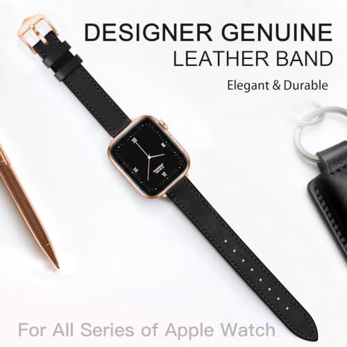 Image of JR.DM Slim Leather Bands Compatible with Apple Watch Band 38mm-49mm | Genuine Leather Thin Band Feminine Design Strap for Iwatch Ultra SE Series 11 10 9 8 7 6 5 4 3 2 1