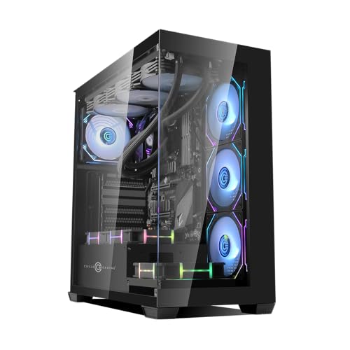 Circle Defender ZX1 Mid- Tower Computer Case | Gaming Cabinet - Black | Support ATX, M-ATX, ITX | Infinity Mirror Pre- Installed 3 x 120mm Front and 1 x 120mm Rear ARGB Fans (B0D29CJ9CG) Amazon Price History, Amazon Price Tracker
