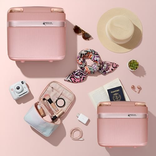 Image of AMERICAN TRAVELLER Urban Gold ABS Trolley Bags Luggage Single Small Suticase Grey with Rose Gold Accents, TSA Lock, 8 Spinner Wheels, 730 Days Warranty (1, Rose Gold, S20)