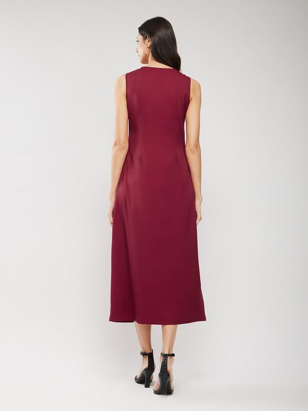 Image of FableStreet Women Casual Midi Cotton Button Down A-Line Dress | Button Down Flowly Dress Perfect for Outings