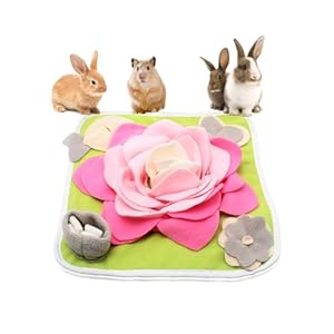 Rabbit Foraging Mat Snuffle Mat for Small Animals Bunny Puzzle Toys Pets Interactive Feeding Mat for Guinea Pigs Hedgehog Chinchilla Puppies (Pink)