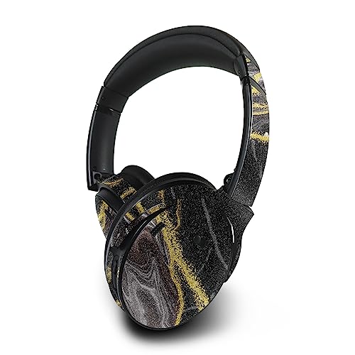 Image of MightySkins Glossy Glitter Skin Compatible with Bose QuietComfort 45 Headphones Black Marble Glitter | Protective, Durable High-Gloss Glitter Finish | Easy to Apply
