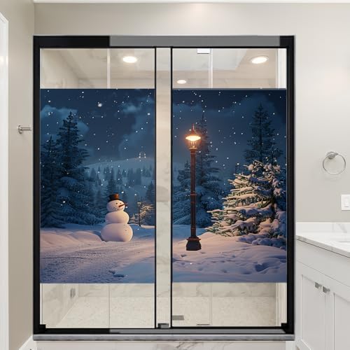 Vinilo decorativo para ventana con diseño de muñeco de nieve miniatura 6