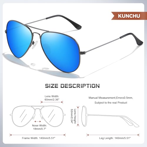 Image of Classic Aviator Sunglasses for Men Womens Polarized UV Protection Driving Sunglasses