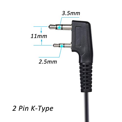 Two-Way Radios Earpiece, SANZUCO 3.5mm 2 Pin Covert Air Acoustic Tube Radio Headset with PTT & Mic for Walkie-Talkies, Compatible with Baofeng, WOUXUN, Kenwood, Retevis, Radios Earphone (2 Black) - Thumbnail 2