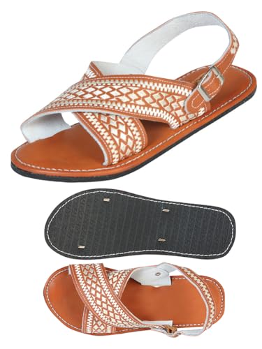 Artisanal Handmade Huarache - 50% leather and 50% Synthetic Grecas - Natural 603796