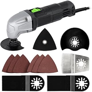 GALAX PRO 180W Oscillating Multi Tool, 22000 OPM,3 Degree Oscillating Angle with 3 Pieces Saw Blades, 1 Piece Semi Circle Blade Sanding Plate, 6 Pieces Sanding Papers for Sanding, Grinding