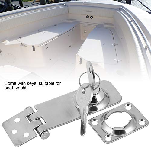 Image of Locking Hasp, 304 Stainless Steel Keyed Hasp Locks Locking Hasp Silver for Boat Yacht Fishing Marine Accessory